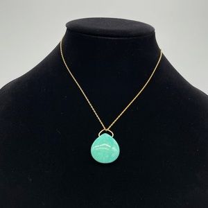 Turquoise Pear Shape Necklace on Gold Tone Chain
